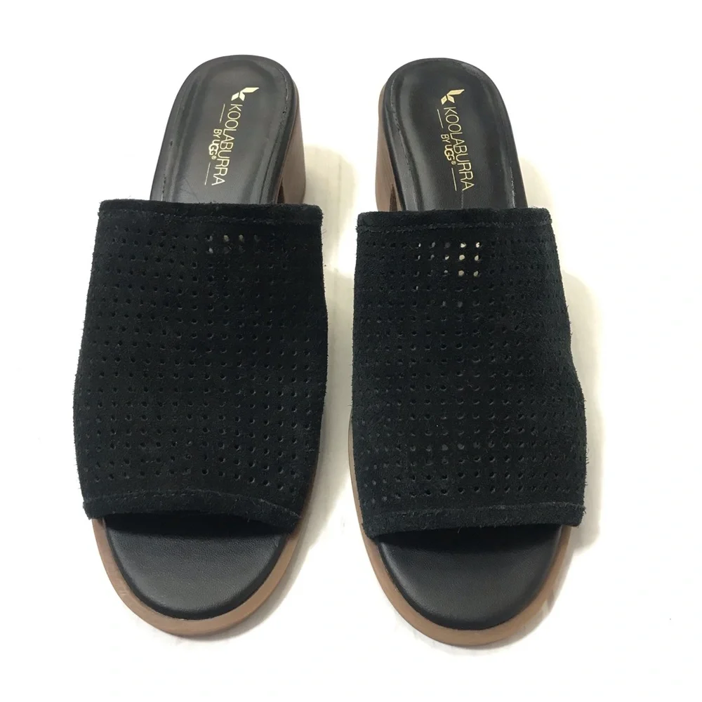 Koolaburra By UGG Raychel Open Toe Suede Mule Black Size 9.5 - Picture 2 of 8